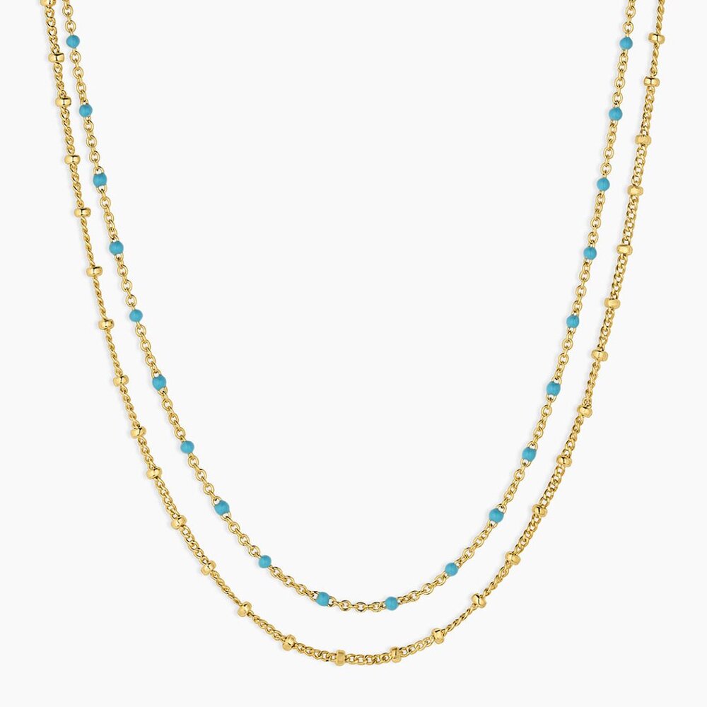 Gorjana Capri Layer Necklace Turquoise And Gold
